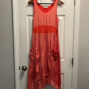 Redwood Court Sleeveless Dress/ Vibrant Orange/ Silk & Rayon Blend/ Size Small